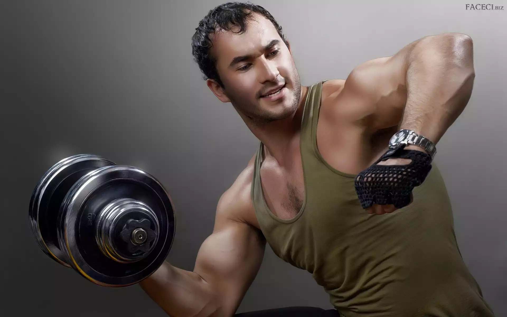 Fitness, Gimnastyczny, Mężczyzna, Ciężarek